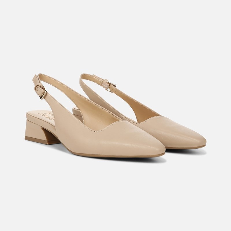 Naturalizer Ginger Slingback Shoes, Beige Synthetic, 7.5M Block Heels, Strap