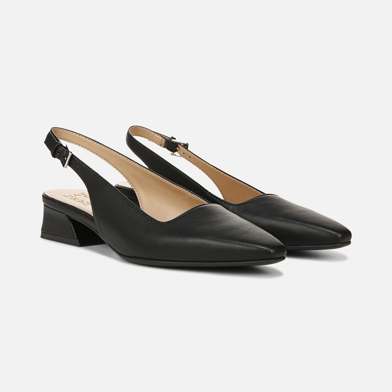 Naturalizer Ginger Slingback Shoes, Black Synthetic, 10.0 2W Block Heels, Strap